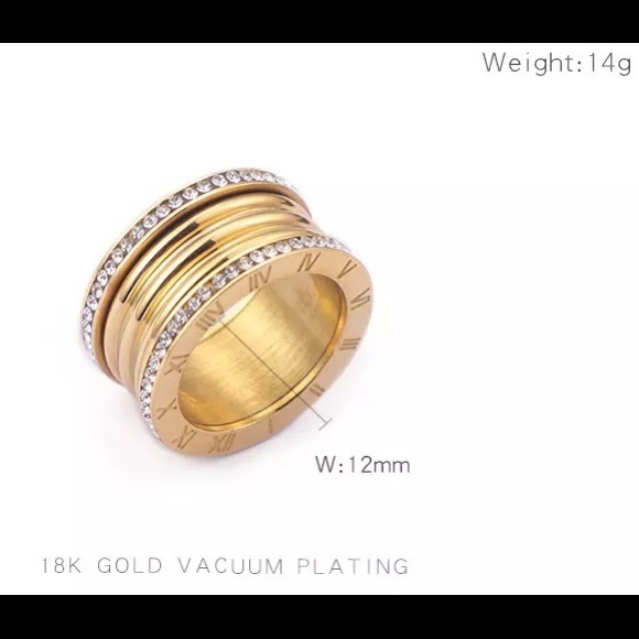 Roman Numeral Swarovski Crystals Stuck Up Eternity Gold Silver Rose Gold Ring - Picture 6 of 16